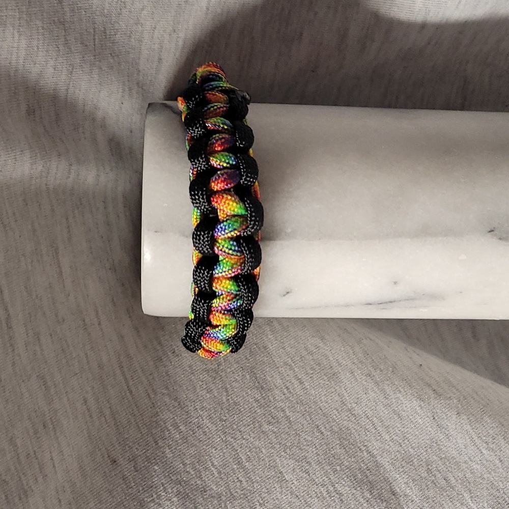 Rainbow paracord friendship bracelet. Hand-made.